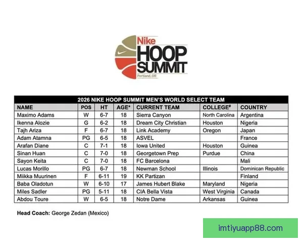 郇斯楠与阿里扎儿子双双入选篮球峰会国际队四月十二日开赛